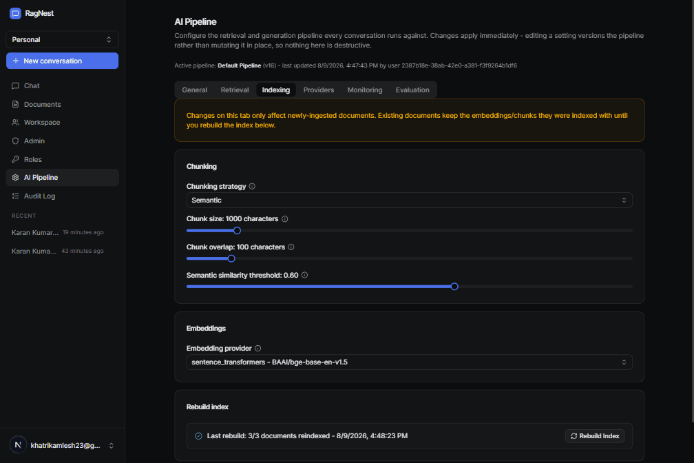 RagNest: Multi-Tenant RAG, Versioned Pipeline Registry — image 4